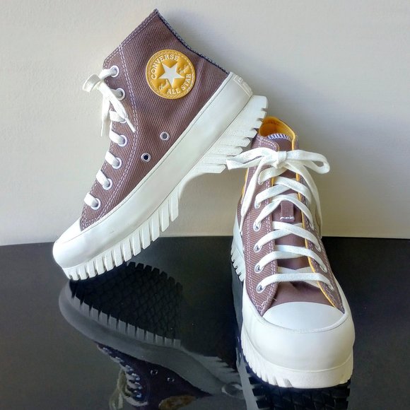Converse Women's CTAS Lugged 2.0 HI Platform Canvas Sneaker in Lovely Squirrel - Picture 11 of 13